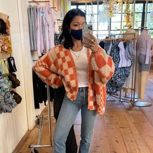 Free People Open Face Check Cardigan